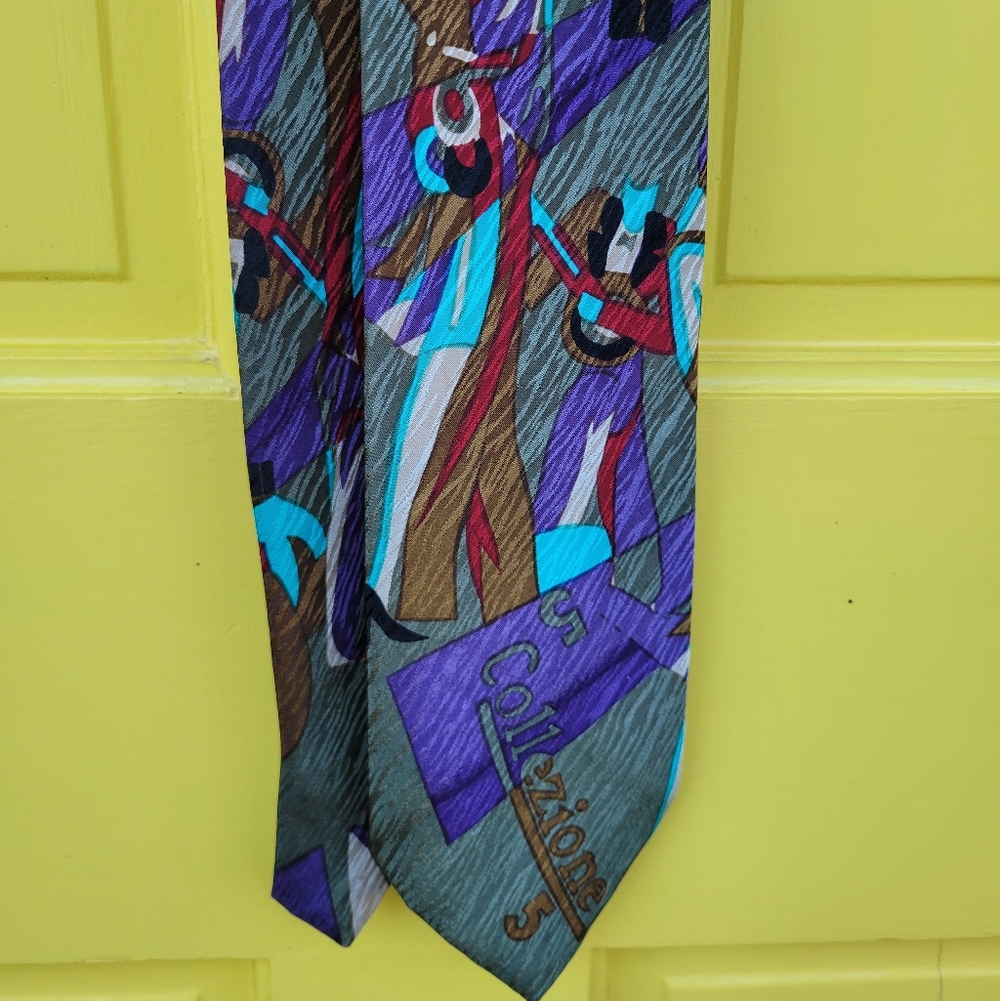 Vintage Elements Collezione Abstract Art Print Wide Necktie 58” USA Made